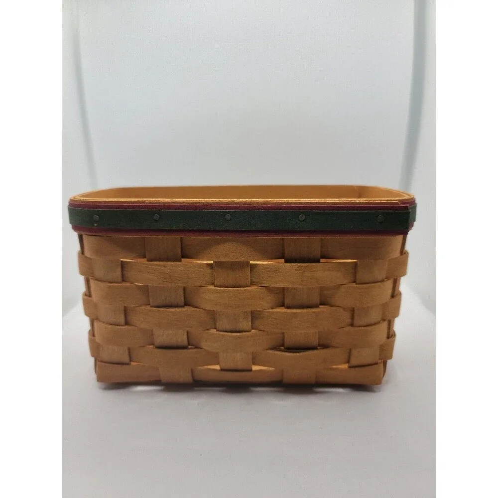 Longaberger 2004 Holiday Helper Basket Set Green Liner Protector Napkins Cards